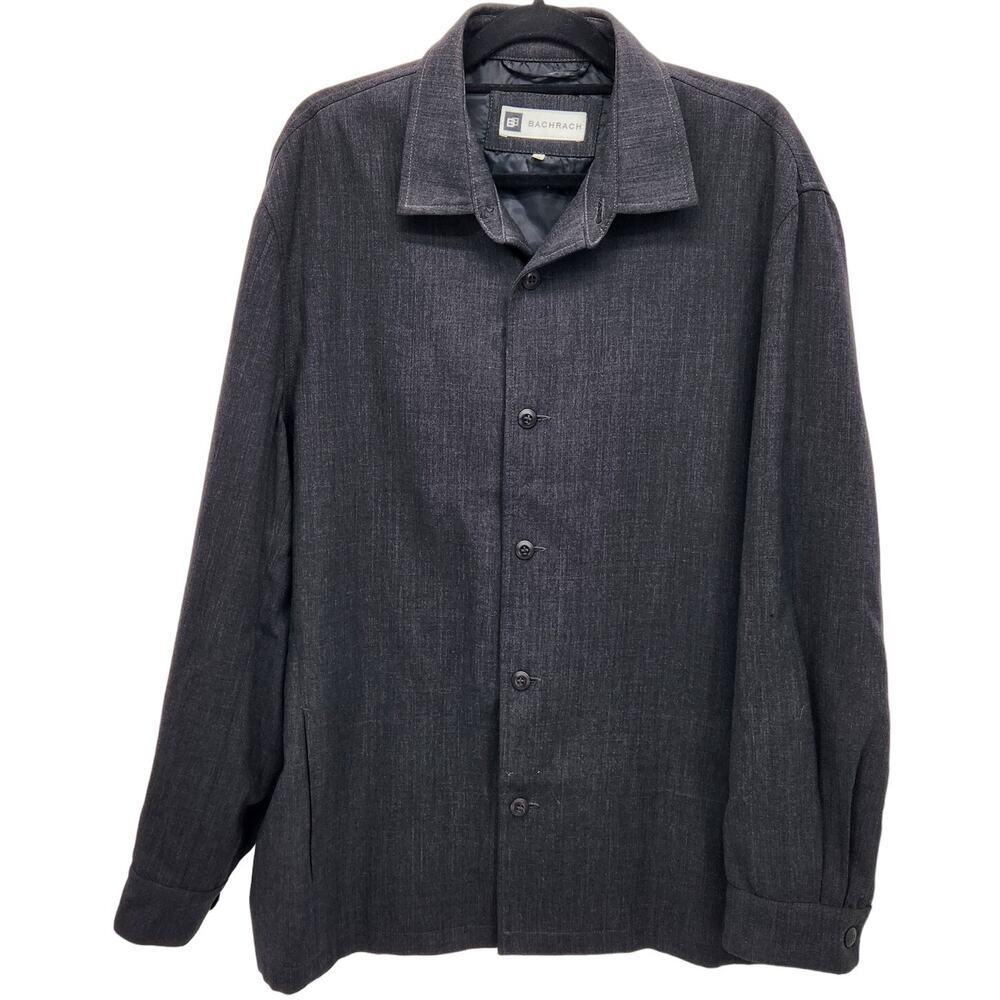 Bachrach Charcoal Gray 100% Wool Button Down City… - image 1